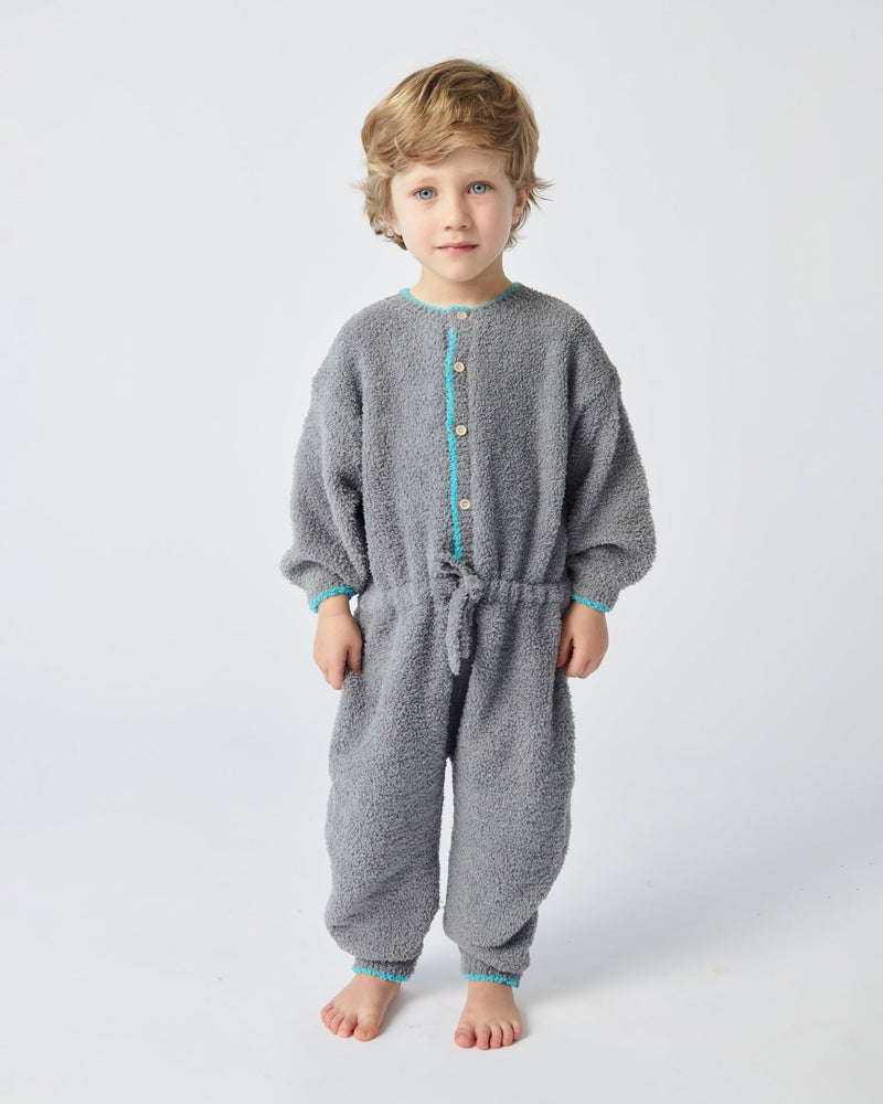 7AM - Boxy Long Sleeved Jumpsuit - Fuzzy Mother & Baby Gris 1 - 2T