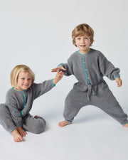 7AM - Boxy Long Sleeved Jumpsuit - Fuzzy Mother & Baby Gris 1 - 2T