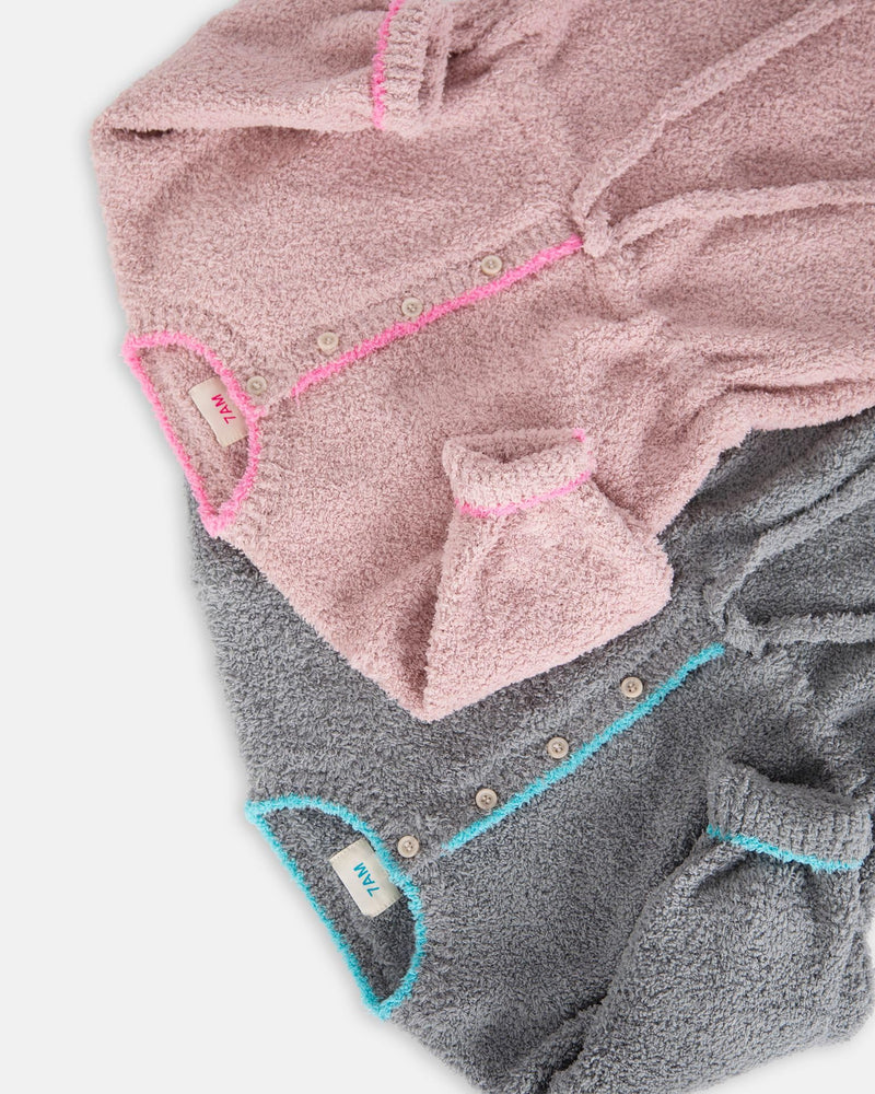 7AM - Boxy Long Sleeved Jumpsuit - Fuzzy Mother & Baby Gris 2 - 3T