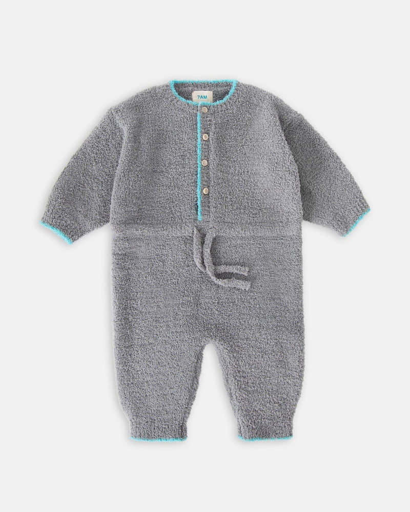 7AM - Boxy Long Sleeved Jumpsuit - Fuzzy Mother & Baby Gris 2 - 3T