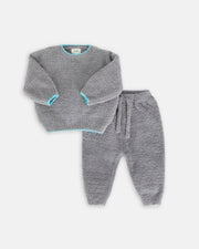 7AM - Boxy Lounge Pants - Fuzzy Mother & Baby Black Melange 1 - 3M