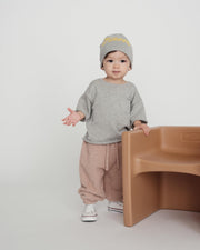 7AM - Boxy Lounge Pants - Fuzzy Mother & Baby Black Melange 1 - 3M
