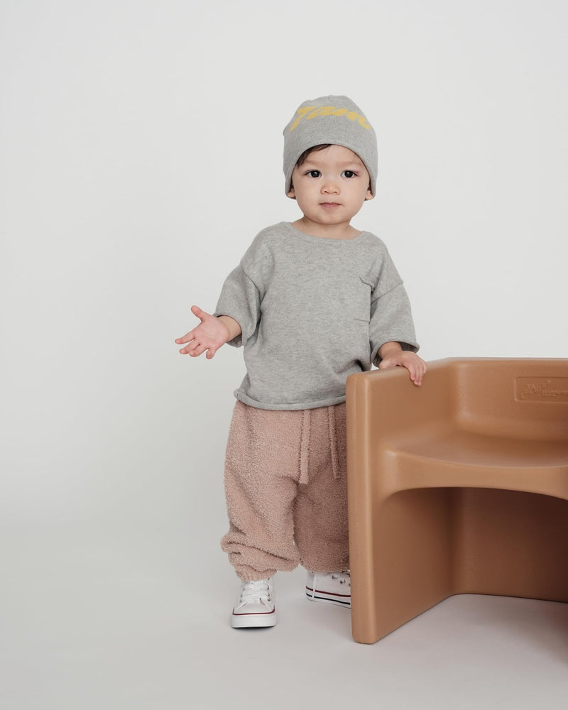 7AM - Boxy Lounge Pants - Fuzzy Mother & Baby Black Melange 1 - 3M