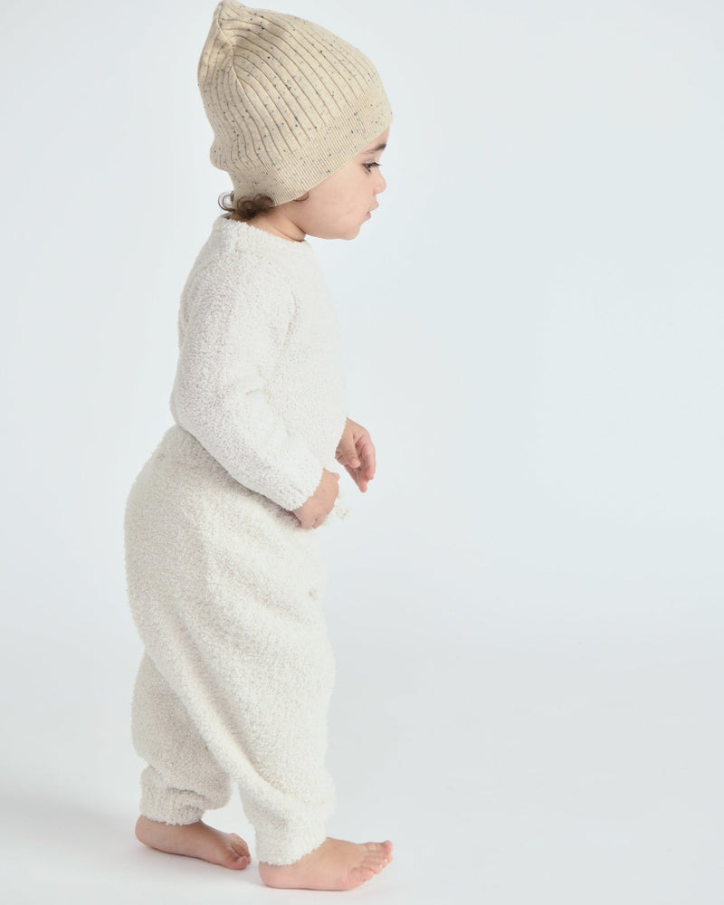 7AM - Boxy Lounge Pants - Fuzzy Mother & Baby Black Melange 1 - 3M