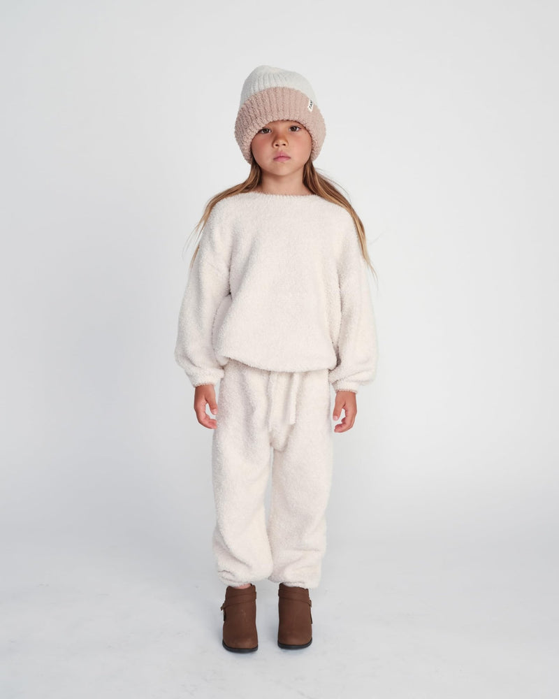 7AM - Boxy Lounge Pants - Fuzzy Mother & Baby Black Melange 1 - 3M