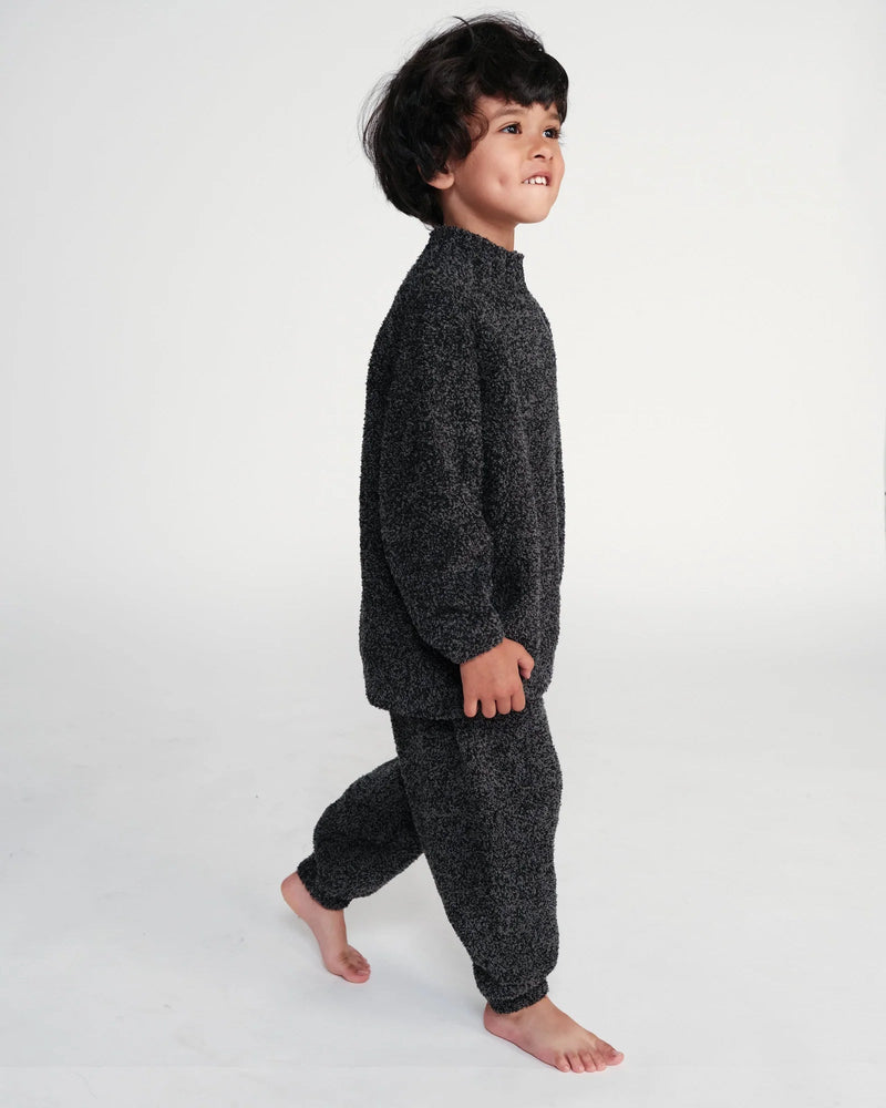 7AM - Boxy Lounge Pants - Fuzzy Mother & Baby Black Melange 1 - 3M