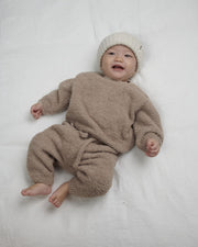 7AM - Boxy Lounge Pants - Fuzzy Mother & Baby Black Melange 1 - 3M