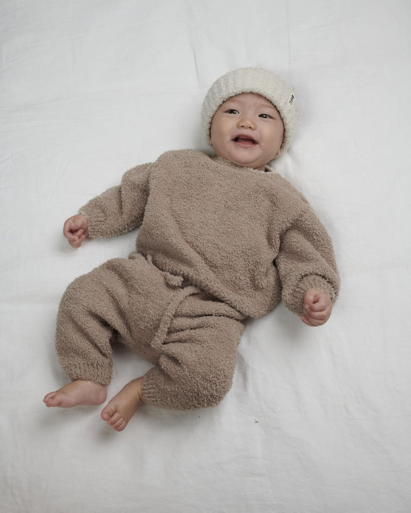 7AM - Boxy Lounge Pants - Fuzzy Mother & Baby Black Melange 1 - 3M