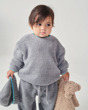 7AM - Boxy Lounge Pants - Fuzzy Mother & Baby Black Melange 1 - 3M