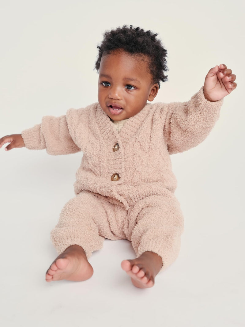 7AM - Boxy Lounge Pants - Fuzzy Mother & Baby Black Melange 1 - 3M