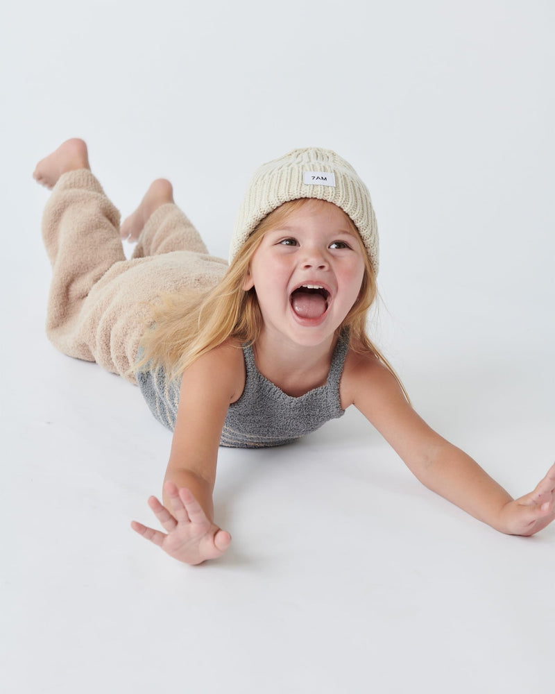 7AM - Boxy Lounge Pants - Fuzzy Mother & Baby Black Melange 1 - 3M