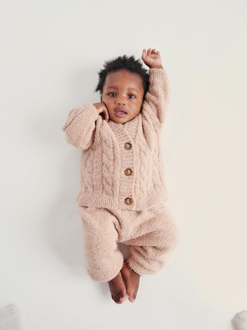 7AM - Boxy Lounge Pants - Fuzzy Mother & Baby Black Melange 1 - 3M