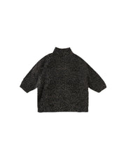 7AM - Boxy Mock Neck Sweater - Fuzzy Mother & Baby Black Melange 1 - 2T