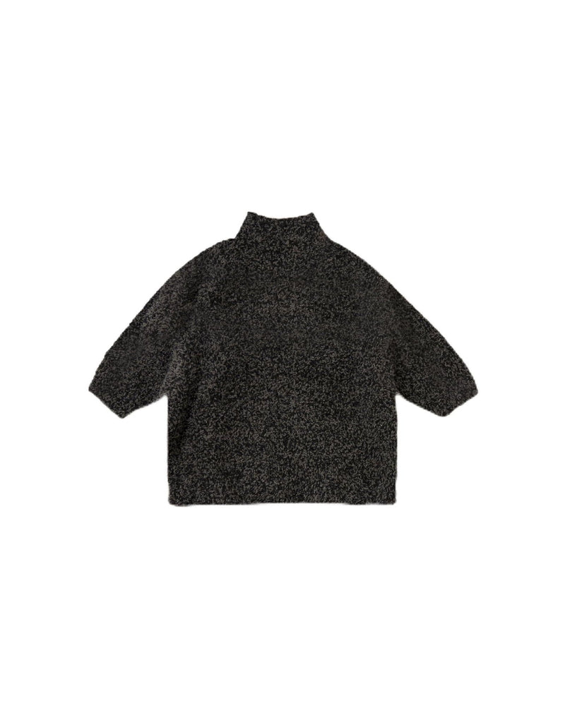7AM - Boxy Mock Neck Sweater - Fuzzy Mother & Baby Black Melange 1 - 2T