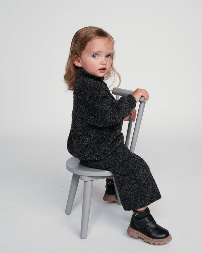 7AM - Boxy Mock Neck Sweater - Fuzzy Mother & Baby Ecru 1 - 2T