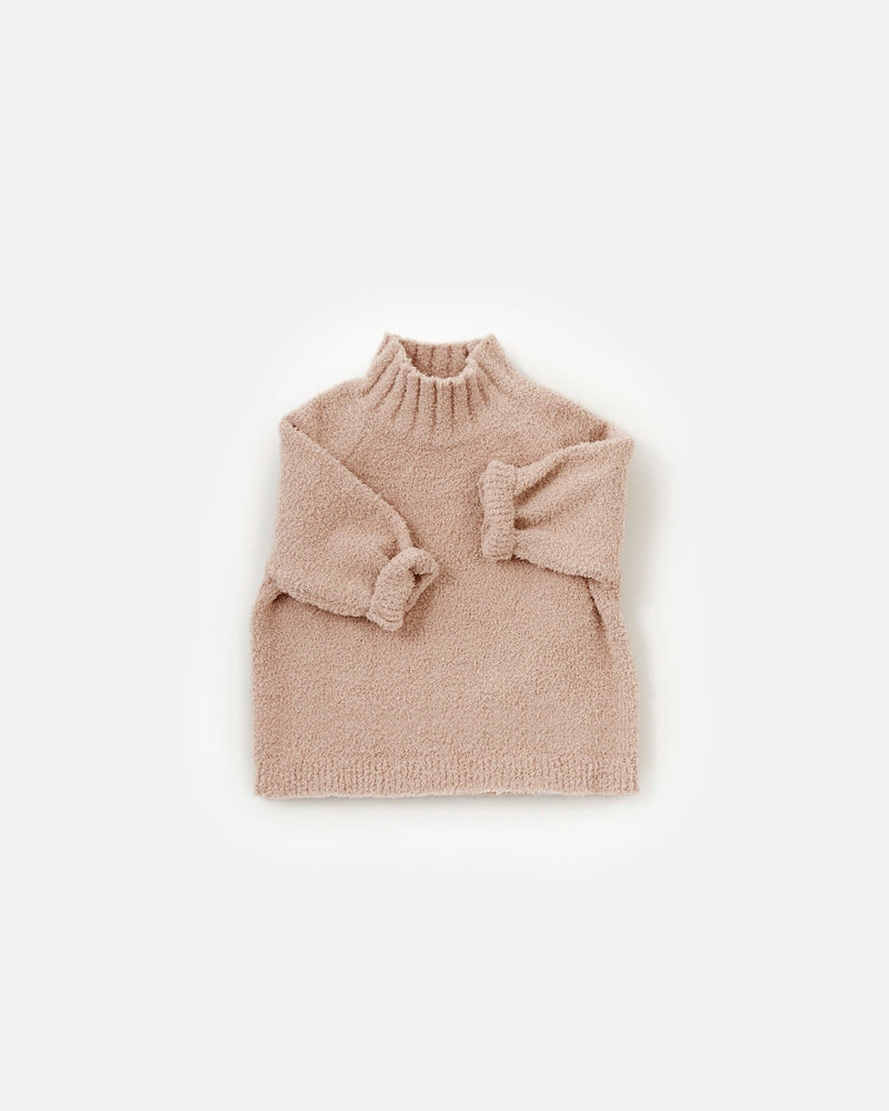 7AM - Boxy Mock Neck Sweater - Fuzzy Mother & Baby Ecru 1 - 2T