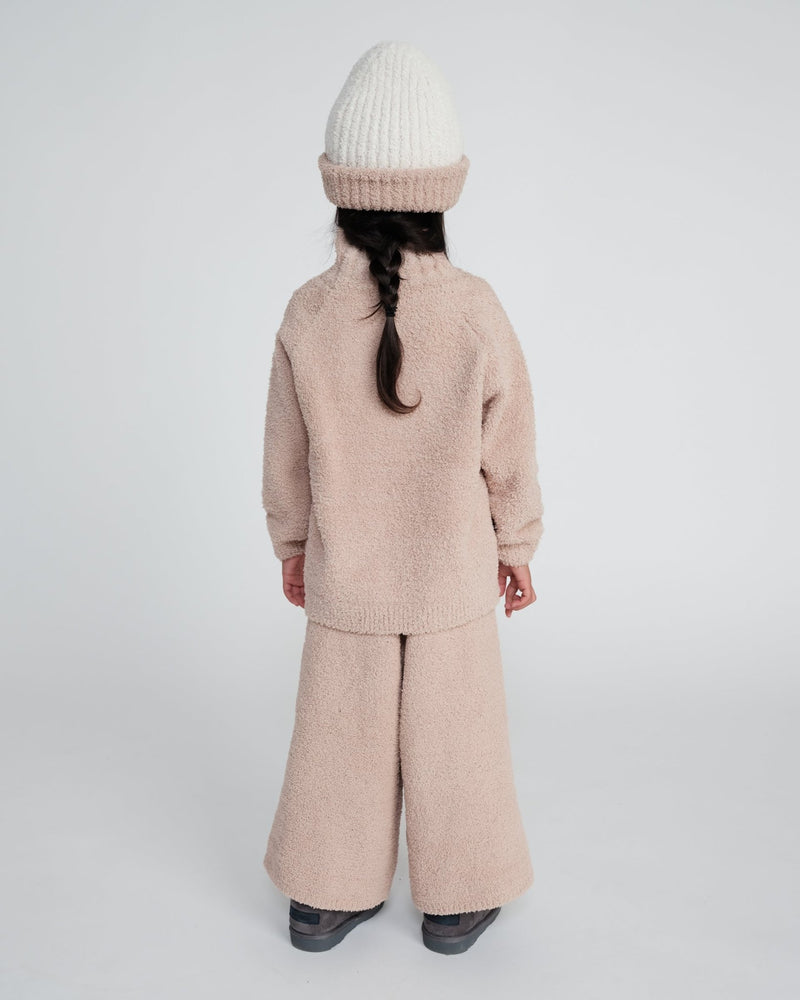 7AM - Boxy Mock Neck Sweater - Fuzzy Mother & Baby Ecru 1 - 2T