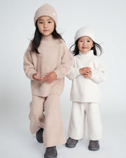7AM - Boxy Mock Neck Sweater - Fuzzy Mother & Baby Ecru 1 - 2T