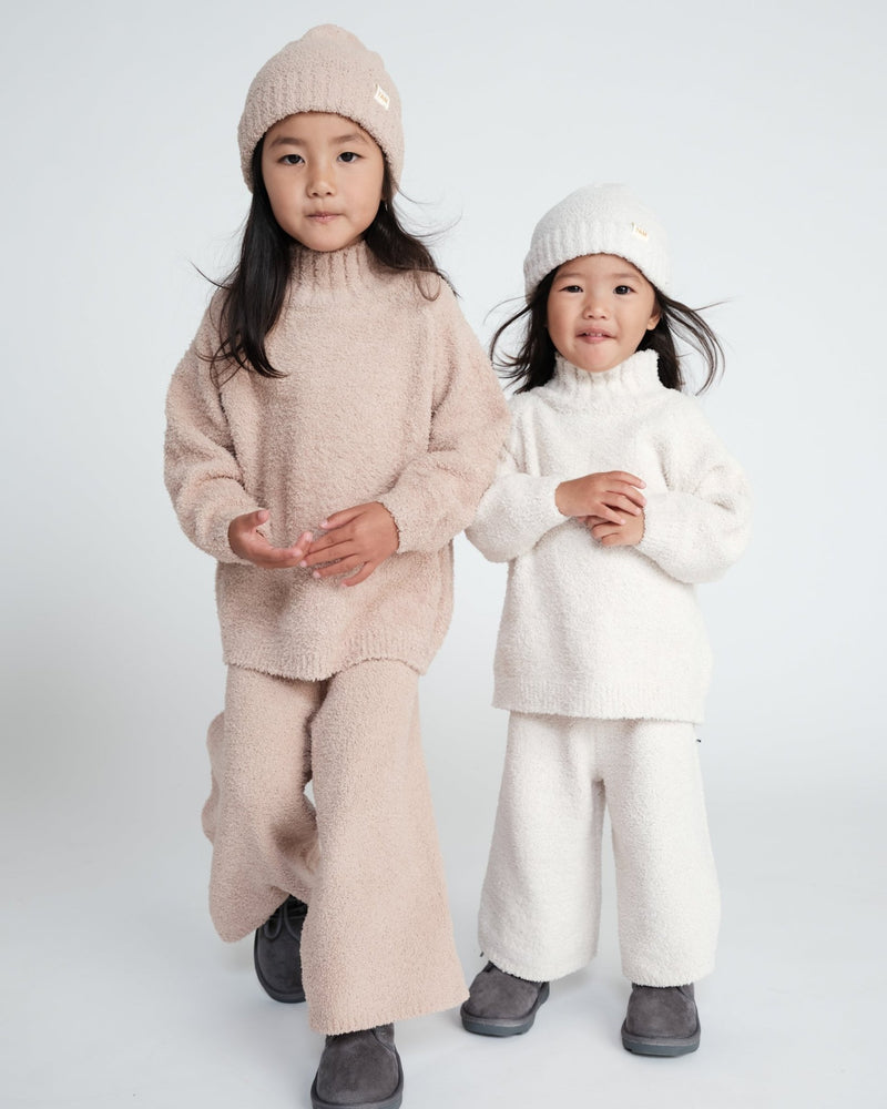 7AM - Boxy Mock Neck Sweater - Fuzzy Mother & Baby Ecru 1 - 2T