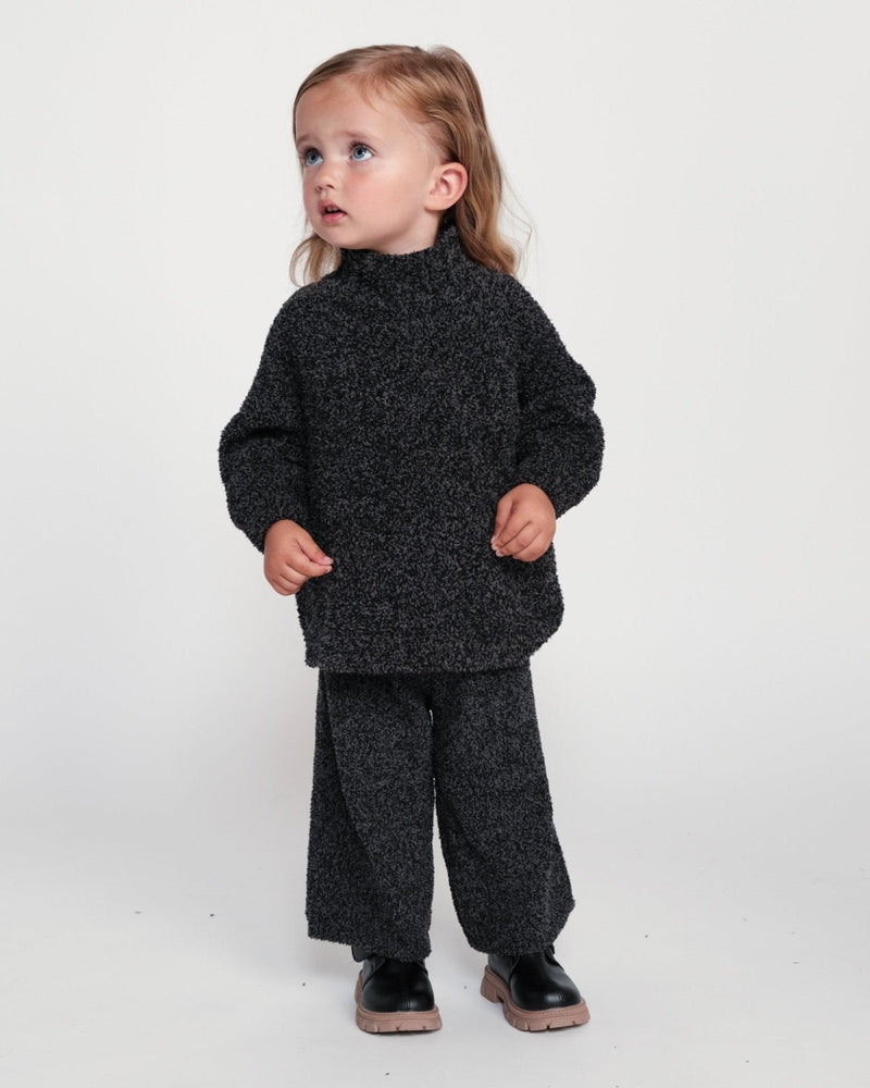 7AM - Boxy Mock Neck Sweater - Fuzzy Mother & Baby Ecru 1 - 2T