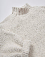 7AM - Boxy Mock Neck Sweater - Fuzzy Mother & Baby Ecru 1 - 2T
