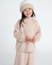 7AM - Boxy Mock Neck Sweater - Fuzzy Mother & Baby Ecru 1 - 2T