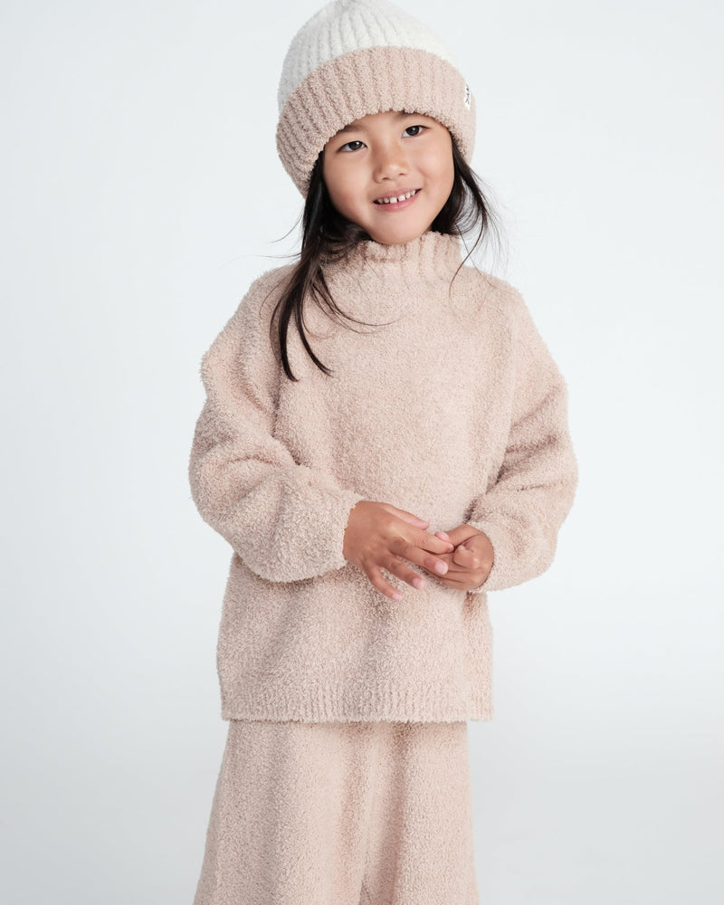 7AM - Boxy Mock Neck Sweater - Fuzzy Mother & Baby Ecru 1 - 2T