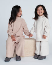 7AM - Boxy Mock Neck Sweater - Fuzzy Mother & Baby Ecru 1 - 2T