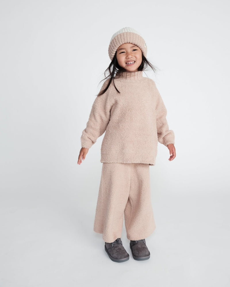 7AM - Boxy Mock Neck Sweater - Fuzzy Mother & Baby Ecru 1 - 2T