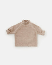 7AM - Boxy Mock Neck Sweater - Fuzzy Mother & Baby Taupe 1 - 2T