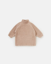 7AM - Boxy Mock Neck Sweater - Fuzzy Mother & Baby Taupe 1 - 2T
