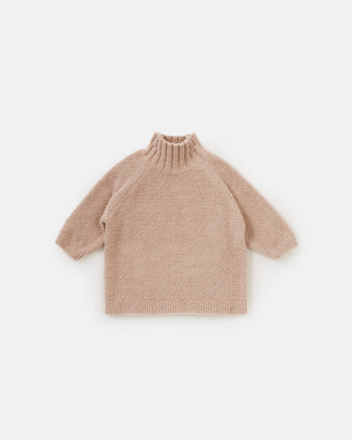 7AM - Boxy Mock Neck Sweater - Fuzzy Mother & Baby Taupe 1 - 2T