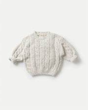 7AM - Boxy Sweater Cable - Fuzzy Mother & Baby Ecru 1 - 2T