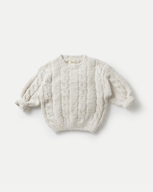 7AM - Boxy Sweater Cable - Fuzzy Mother & Baby Ecru 1 - 2T