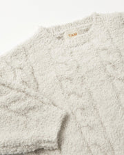 7AM - Boxy Sweater Cable - Fuzzy Mother & Baby Ecru 1 - 2T