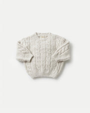 7AM - Boxy Sweater Cable - Fuzzy Mother & Baby Ecru 1 - 2T