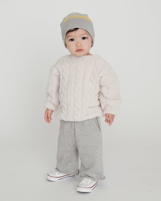 7AM - Boxy Sweater Cable - Fuzzy Mother & Baby Ecru 1 - 2T