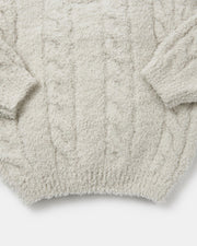 7AM - Boxy Sweater Cable - Fuzzy Mother & Baby Ecru 1 - 2T