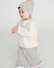 7AM - Boxy Sweater Cable - Fuzzy Mother & Baby Ecru 1 - 2T