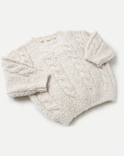 7AM - Boxy Sweater Cable - Fuzzy Mother & Baby Ecru 1 - 2T