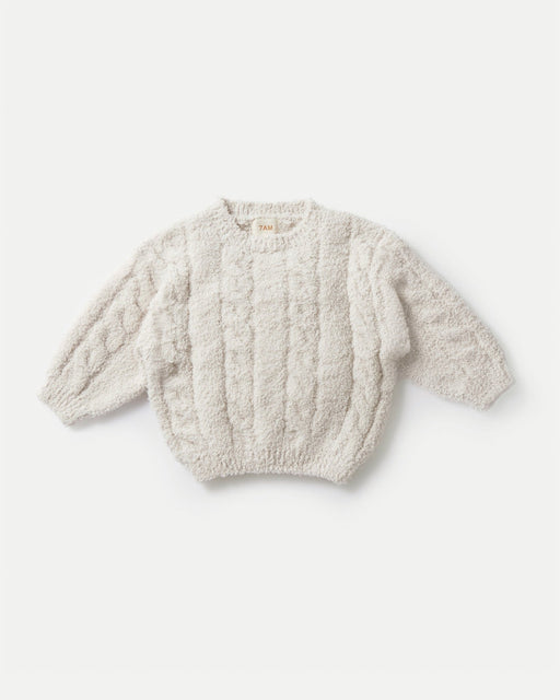 7AM - Boxy Sweater Cable - Fuzzy Mother & Baby Ecru 1 - 2T