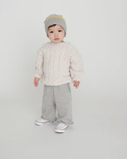 7AM - Boxy Sweater Cable - Fuzzy Mother & Baby Ecru 1 - 2T