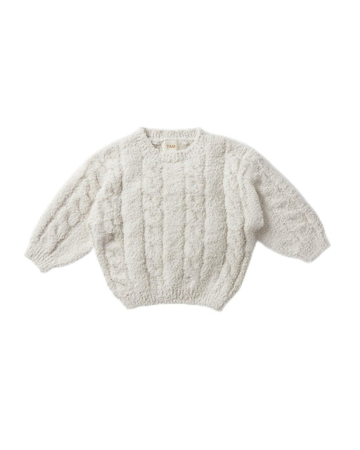 7AM - Boxy Sweater Cable - Fuzzy Mother & Baby Ecru 1 - 2T