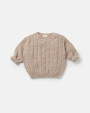 7AM - Boxy Sweater Cable - Fuzzy Mother & Baby Pecan 1 - 2T