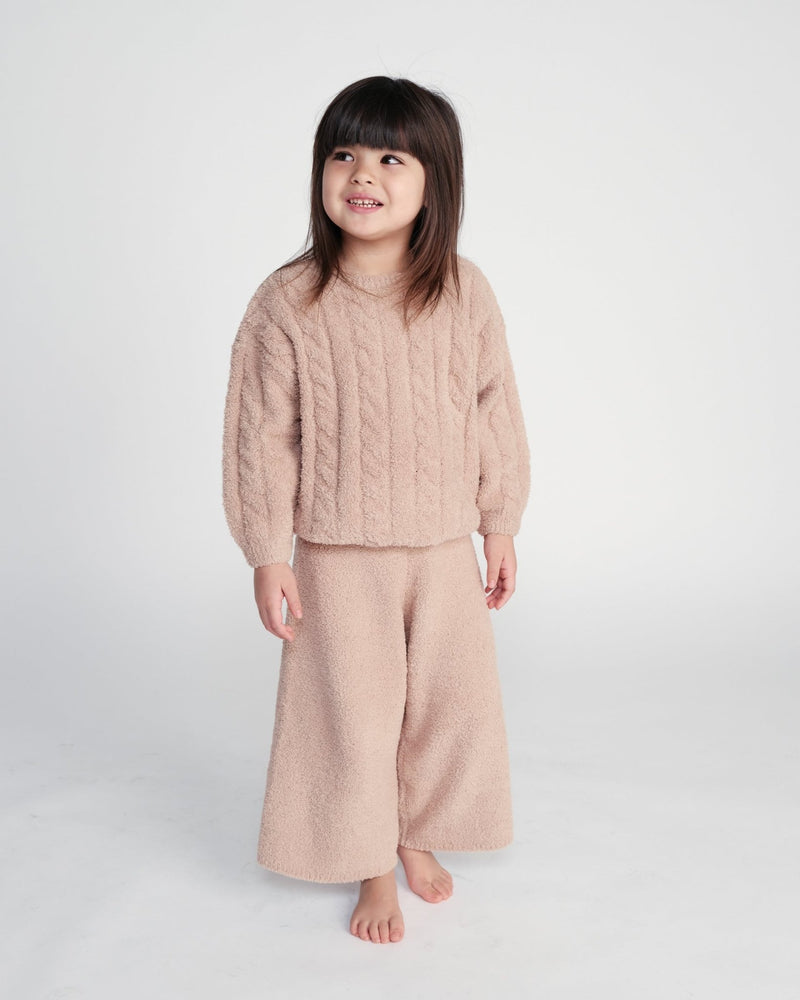 7AM - Boxy Sweater Cable - Fuzzy Mother & Baby Pecan 1 - 2T