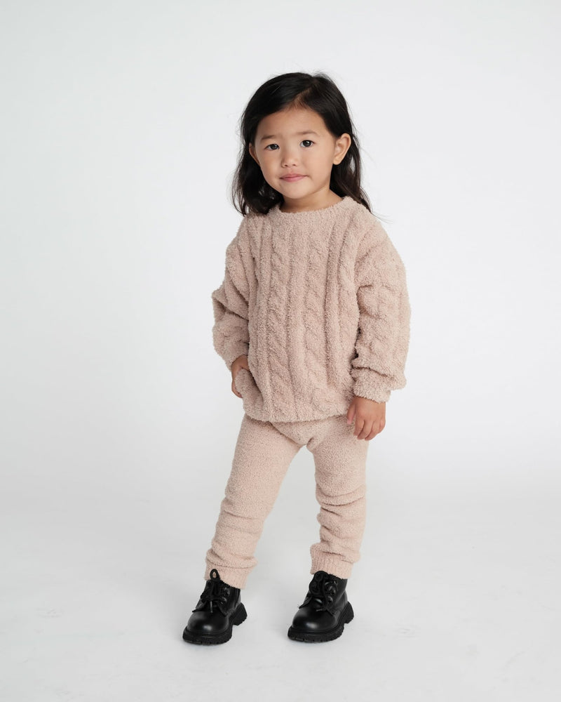 7AM - Boxy Sweater Cable - Fuzzy Mother & Baby Pecan 1 - 2T