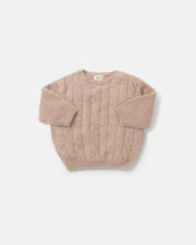7AM - Boxy Sweater Cable - Fuzzy Mother & Baby Pecan 1 - 2T