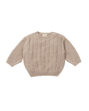 7AM - Boxy Sweater Cable - Fuzzy Mother & Baby Pecan 1 - 2T