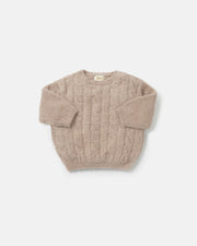 7AM - Boxy Sweater Cable - Fuzzy Mother & Baby Pecan 1 - 2T