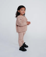 7AM - Boxy Sweater Cable - Fuzzy Mother & Baby Pecan 1 - 2T